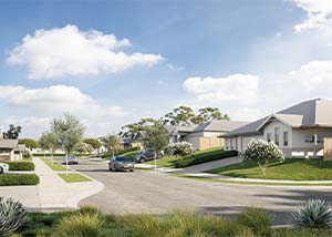 Streetscape of Cadence community homes by AVJennings located in Ripley, QLD, 4306. Land for sale, houses for sale in Ripley. 