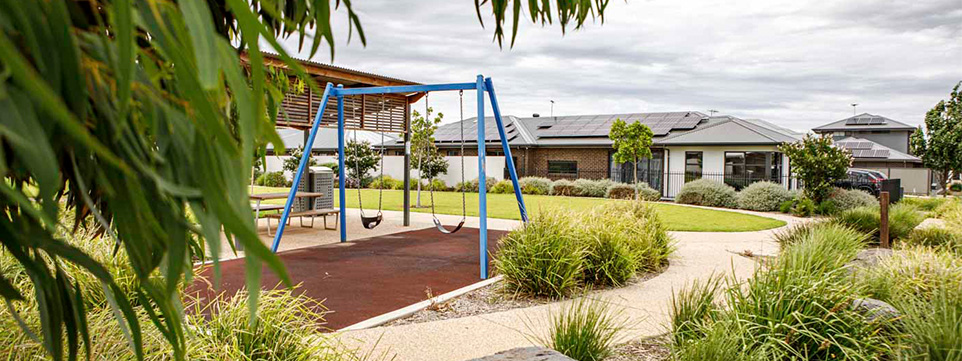 Swing set at Eyre community park by AVJennings located in Penfield, SA 5121. Land for sale in Penfield. 