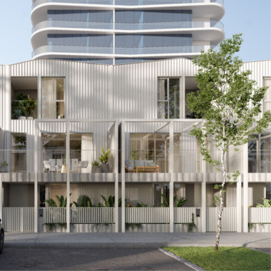 Streetscape of Firefly Townhomes by AVJennings located in Williamstown, VIC 3016. Townhouses for sale in Williamstown. 